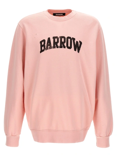 Shop Barrow Logo Print Sweatshirt Pink