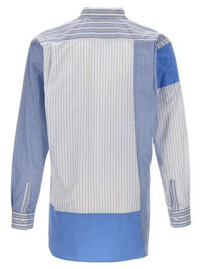Shop Comme Des Garçons Shirt Patchwork Striped Shirt Shirt, Blouse Light Blue