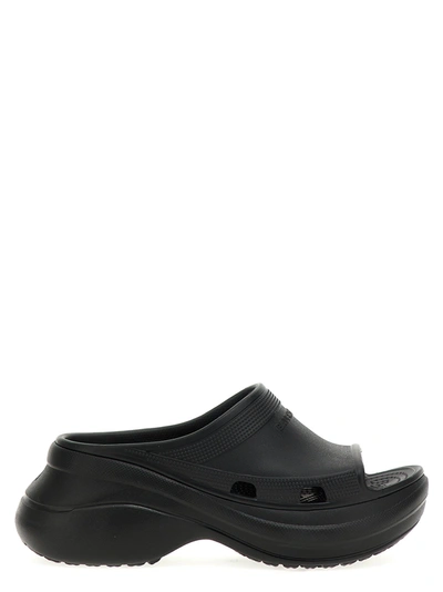 Shop Balenciaga Pool Crocs Sandals Black
