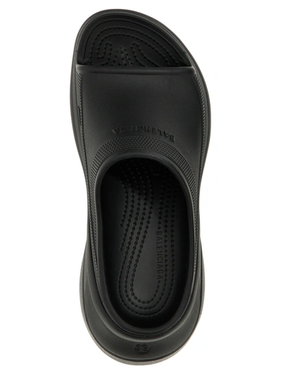 Shop Balenciaga Pool Crocs Sandals Black