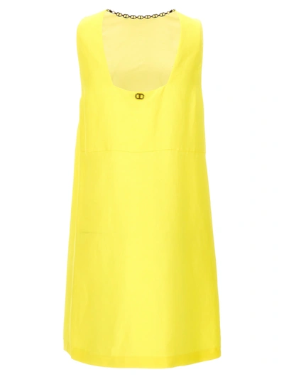 Shop Twinset Satin Dress With Chain Detail Dresses Yellow