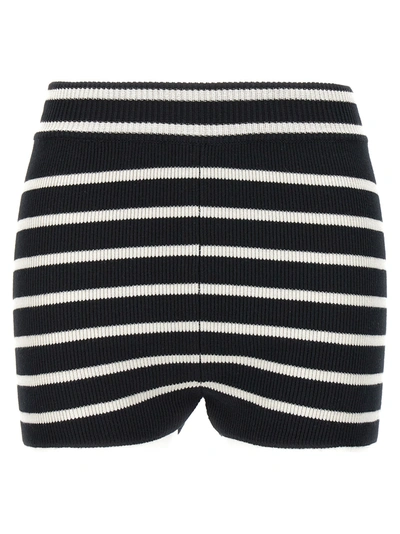 Shop Ami Alexandre Mattiussi Striped Knitted Shorts Bermuda, Short White/black