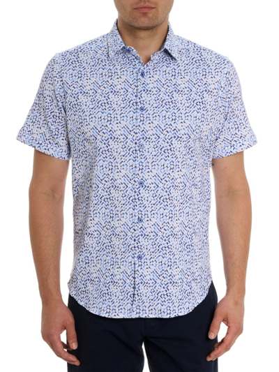Shop Robert Graham Men's Cyprus Geometric Seersucker Button-front Shirt In Blue