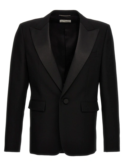 Shop Saint Laurent Tuxedo Blazer Black