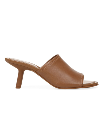 Shop Vince Women's Joan 65mm Leather Open-toe Mules In Peanut