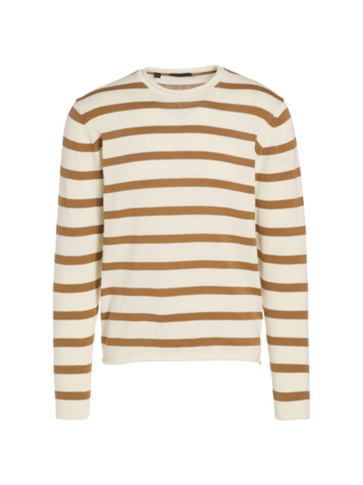 Shop Saks Fifth Avenue Men's Collection Striped Cotton Sweater In Cream