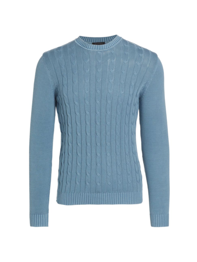 Shop Saks Fifth Avenue Men's Collection Garment-dyed Cotton Crewneck Sweater In Soft Blue