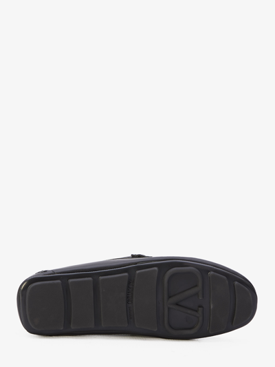 Shop Valentino Driver Loafers In Black