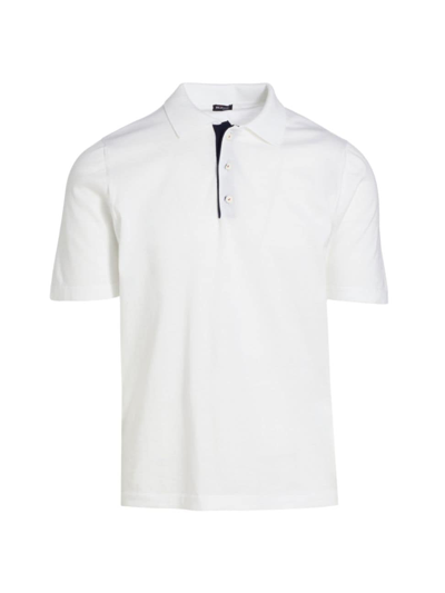 Shop Kiton Men's Cotton Polo Shirt In Blue White