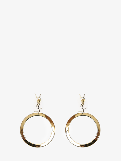 Shop Saint Laurent Cassandre Earrings In Gold