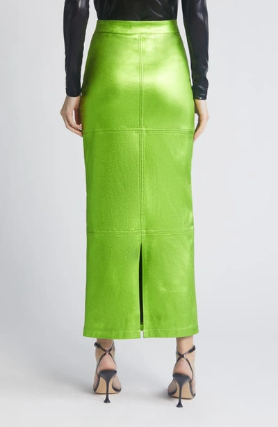 Nikki Lund Iggy Metallic Maxi Skirt In Green
