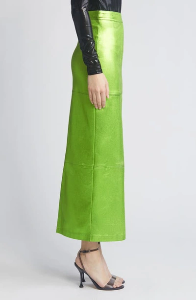 Nikki Lund Iggy Metallic Maxi Skirt In Green