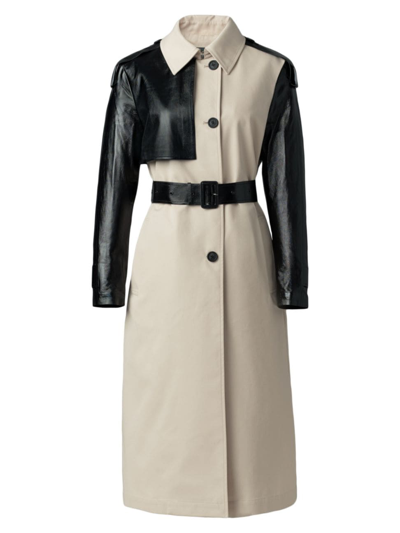 Shop Mackage Women's Leiko Twill-leather Trench Coat