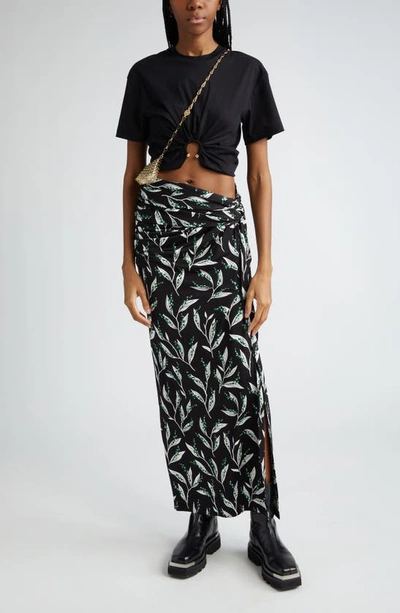 Rabanne Womens Black Ring-embellished Cropped Cotton-jersey T-shirt In Black
