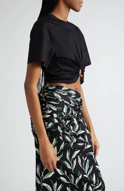 Rabanne Womens Black Ring-embellished Cropped Cotton-jersey T-shirt In Black