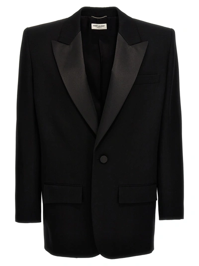 Shop Saint Laurent Tuxedo Blazer Black