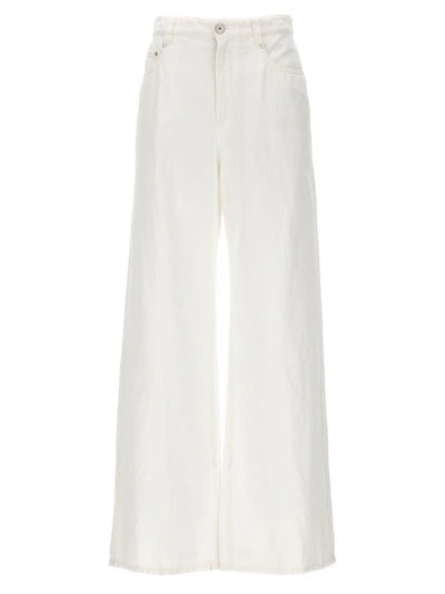 Brunello Cucinelli Palazzo Jeans In White