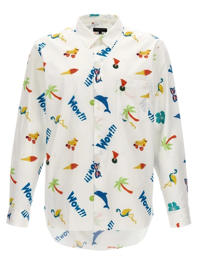 Shop Comme Des Garçons Homme Deux All-over Print Shirt Shirt, Blouse In White