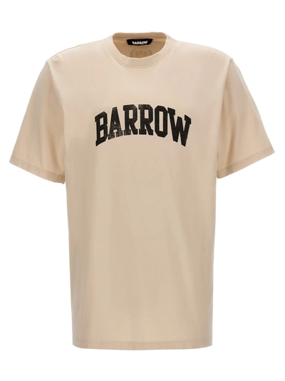 Shop Barrow Logo Print T-shirt In Beige