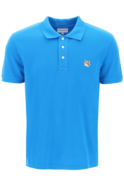 Shop Maison Kitsuné Polo Con Patch Fox Head In Blue