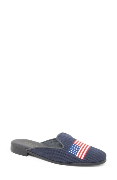 Shop Bypaige Needlepoint American Flag Mule In Navy