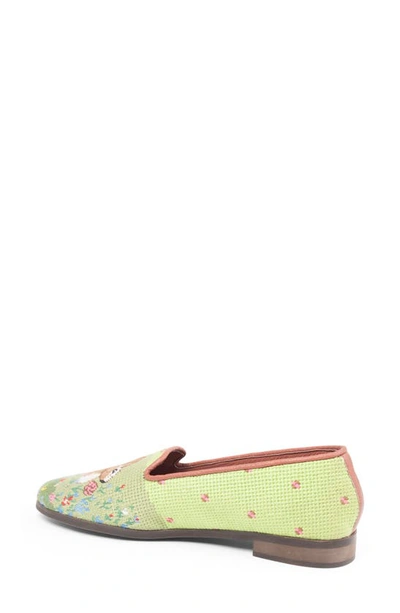Shop Bypaige Needlepoint Rabbit Flat In Green Multi Floral