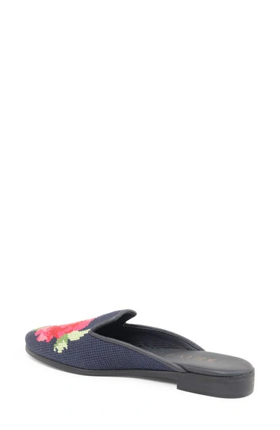 Shop Bypaige Floral Needlepoint Mule In Navy