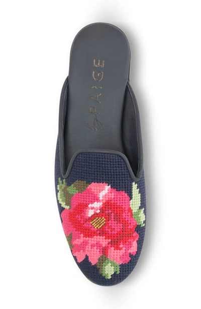 Shop Bypaige Floral Needlepoint Mule In Navy