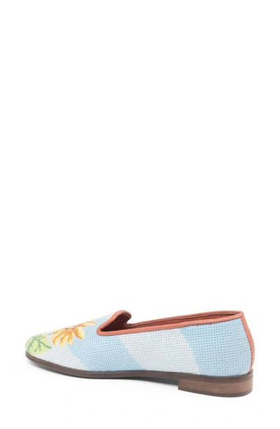 Shop Bypaige Floral Needlepoint Loafer In Sunflower On Blue