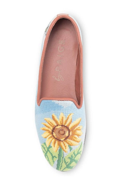 Shop Bypaige Floral Needlepoint Loafer In Sunflower On Blue