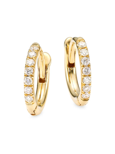 Shop Zoë Chicco Women's 14k Yellow Gold & Diamond Pavé Small Huggie Earrings