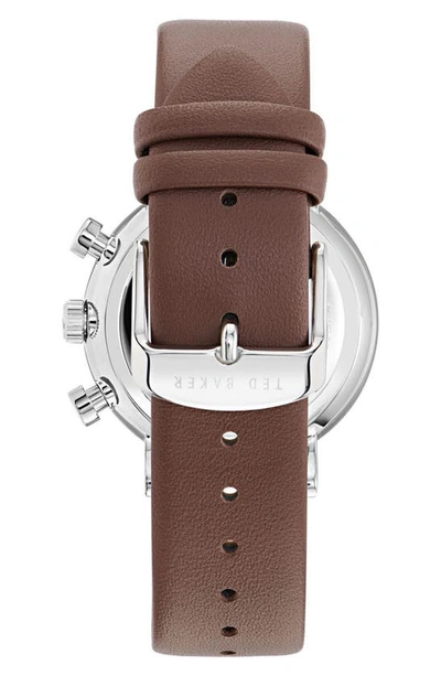 Shop Ted Baker London Barnetb Chronograph Leather Strap Watch, 41mm In Brown