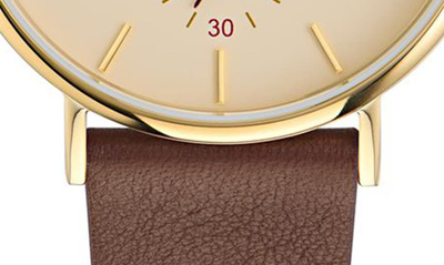 Shop Ted Baker Recycled Stainless Steel Leather Strap Watch, 41mm In Brown