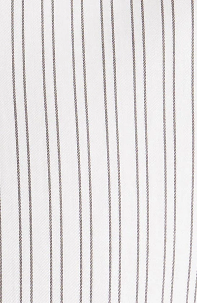 Frame Pinstripe Band Collar Button-up Shirt In Black White Stripe