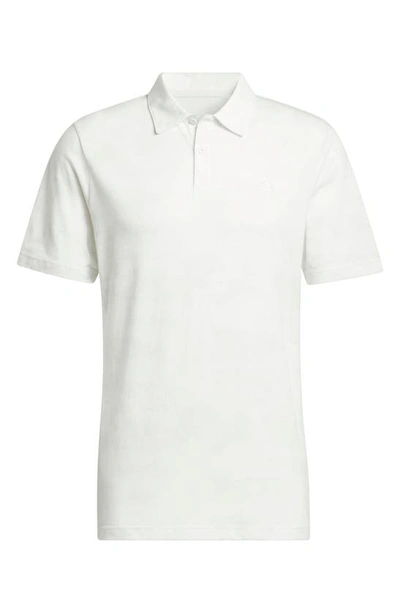 Shop Adidas Golf Go-to Piqué Polo In White/ Crystal Jade