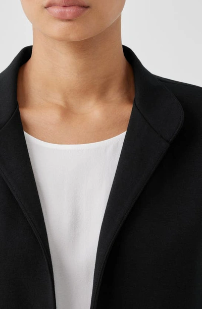 Shop Eileen Fisher Open Front Stand Collar Organic Cotton Blend Jacket In Black