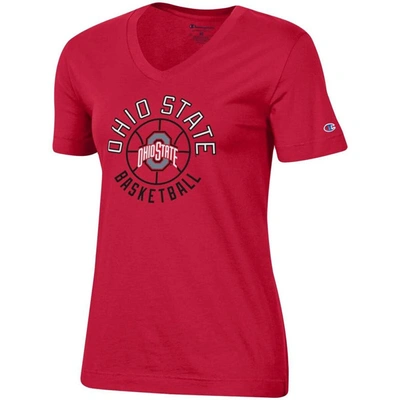 Shop Champion Scarlet Ohio State Buckeyes Basketball V-neck T-shirt
