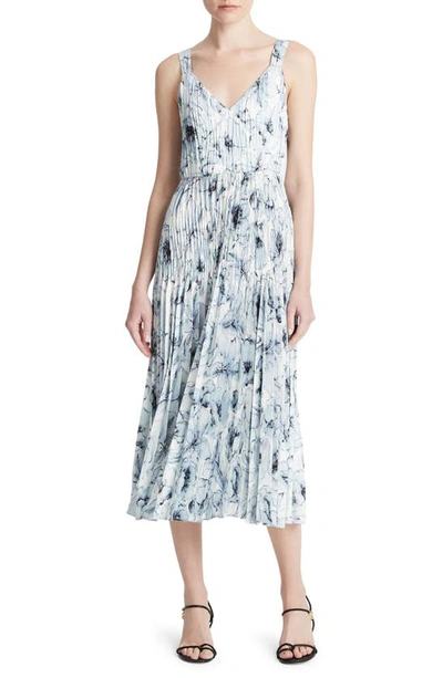 Shop Vince Washed Lily Pleated Slipdress In Pale Azure
