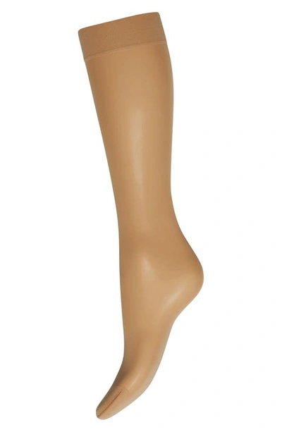 Shop Wolford Knee High Stay-up Stockings In Fairly Light