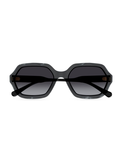 Shop Chloé Women's Olivia 56mm Acetate Rectangular Sunglasses In Grey Grey Gradient