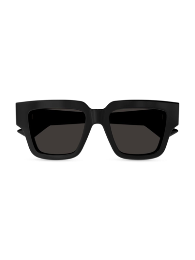 Shop Bottega Veneta Women's Nude Triangle 52mm Rectangular Sunglasses In Black Dark Grey