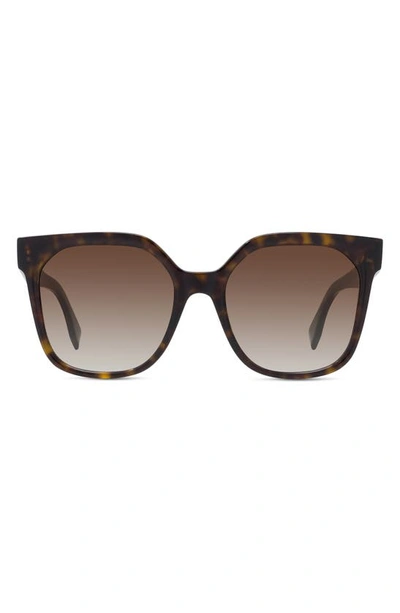 Shop Fendi 55mm Gradient Geometric Sunglasses In Dark Havana / Gradient Brown
