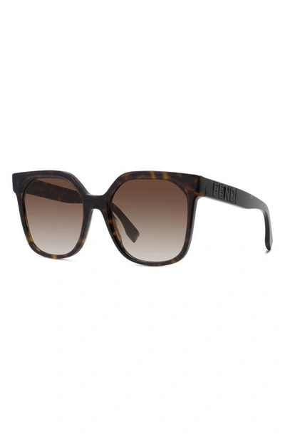 Shop Fendi 55mm Gradient Geometric Sunglasses In Dark Havana / Gradient Brown
