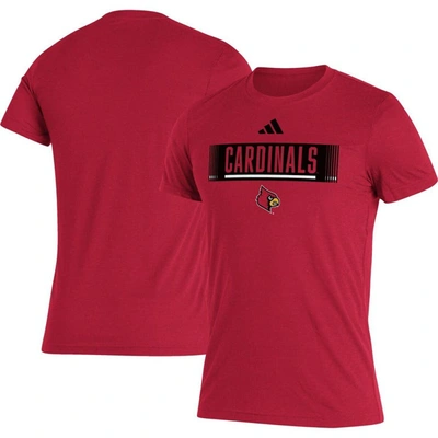 Shop Adidas Originals Adidas Red Louisville Cardinals Wordmark Tri-blend T-shirt