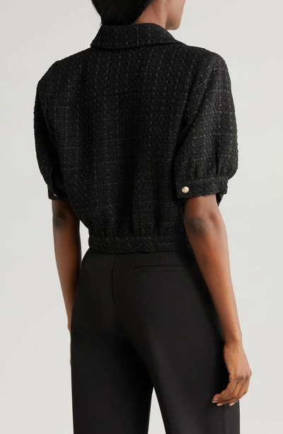 L Agence Cove Cropped Tweed Jacket In Black
