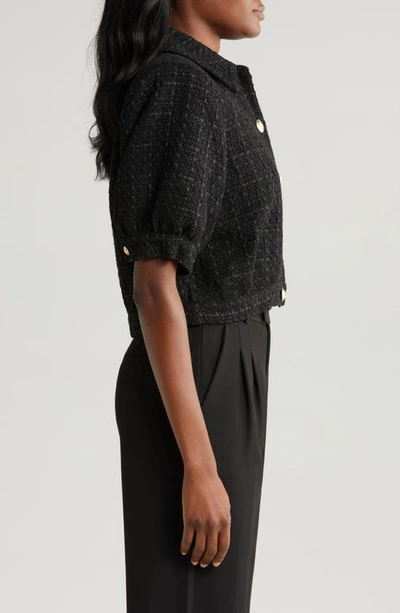 L Agence Cove Cropped Tweed Jacket In Black