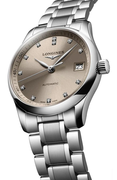 Shop Longines Master Automatic Bracelet Watch, 34mm In Champagne