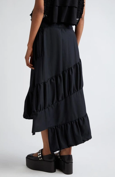 Noir Kei Ninomiya Asymmetric Wool Midi Skirt In Black