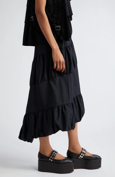 Noir Kei Ninomiya Asymmetric Wool Midi Skirt In Black