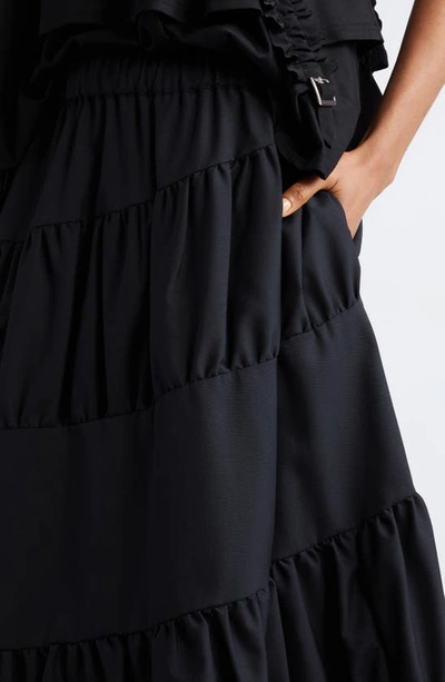 Noir Kei Ninomiya Asymmetric Wool Midi Skirt In Black